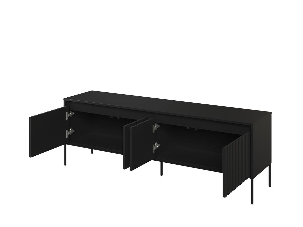 Meuble TV 4 portes 167 cm LENARA avec tasseaux et LED noir — vue 6