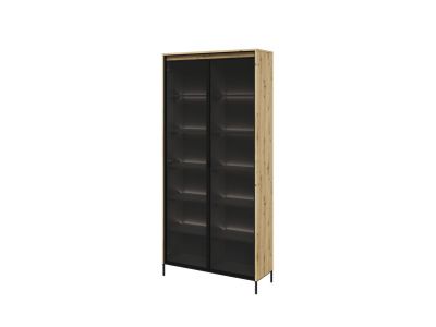 Meuble vitrine H.196 cm 2 portes vitrées LENARA avec LED