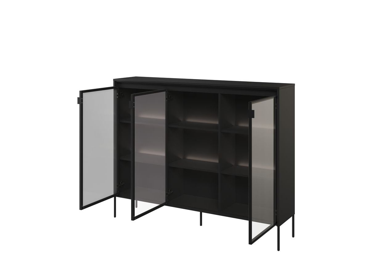 Meuble vitrine H.118 cm LENARA avec LED noir — vue 4