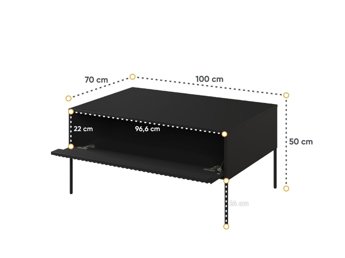 Table basse 1 porte 100 cm LENARA avec tasseaux