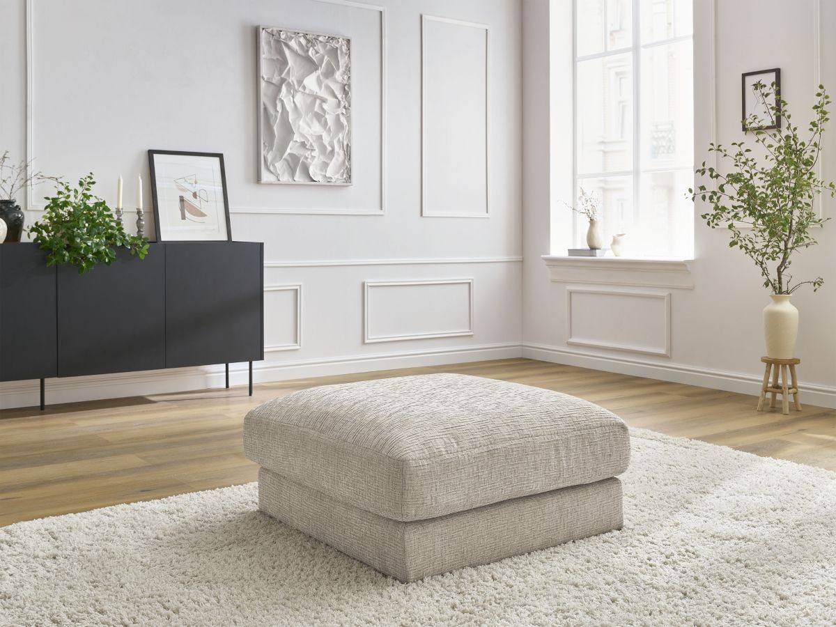 Pouf LEONARD texturé beige — vue 5