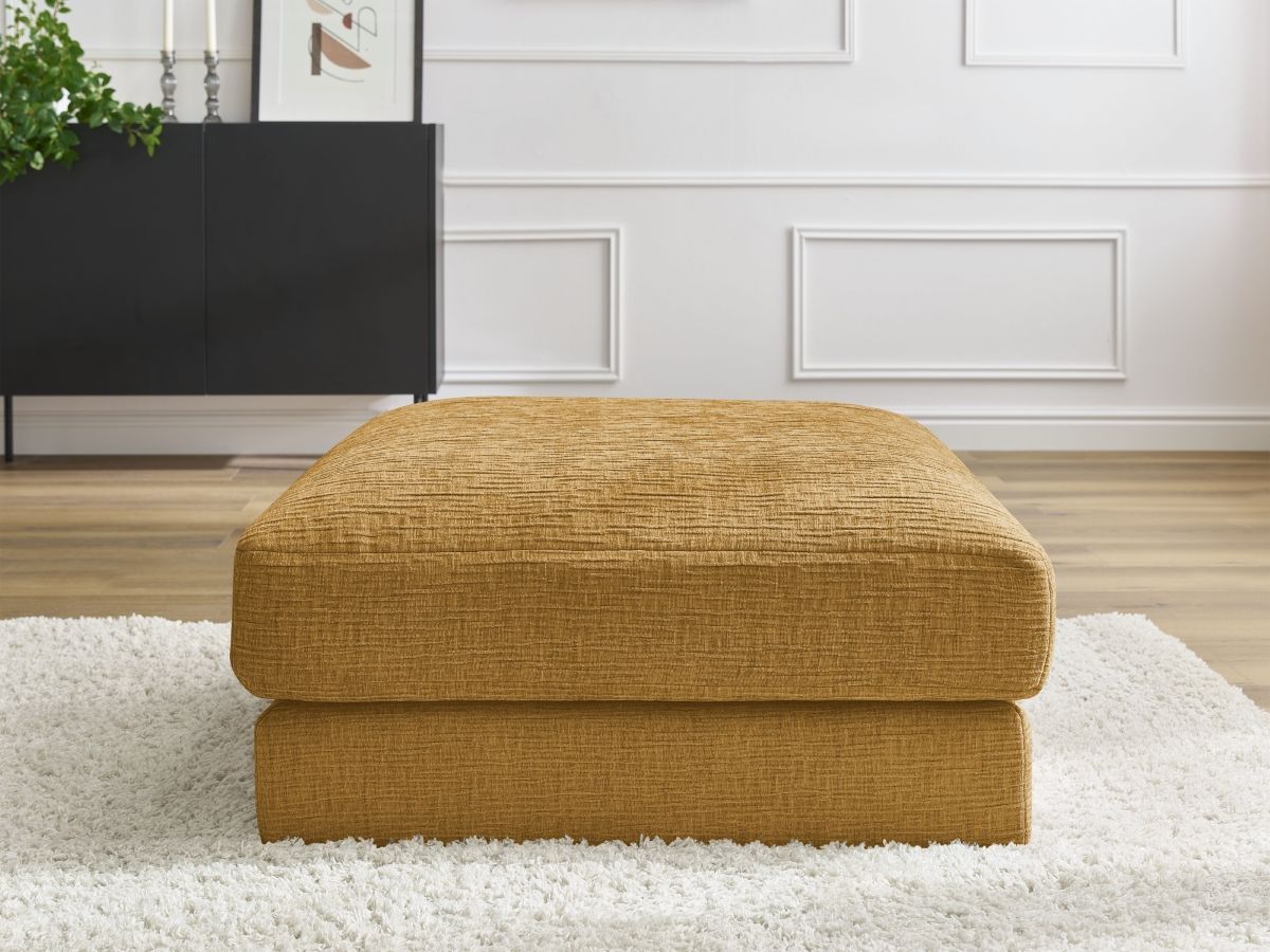 Canapé d'angle fixe EVEREST tissu chiné - Orange - Angle droit - 10 coussins