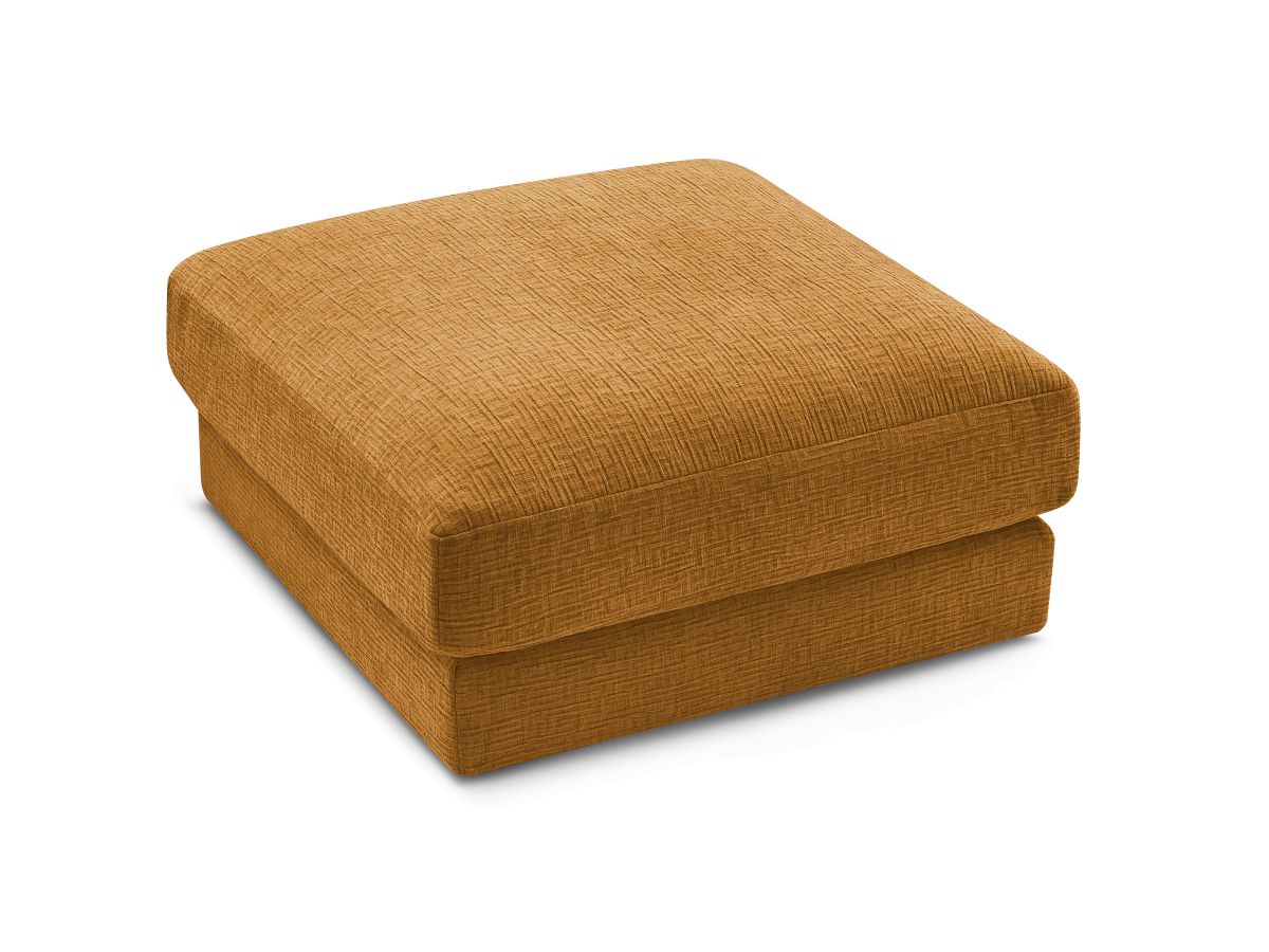 Canapé d'angle fixe EVEREST tissu chiné - Orange - Angle droit - 10 coussins