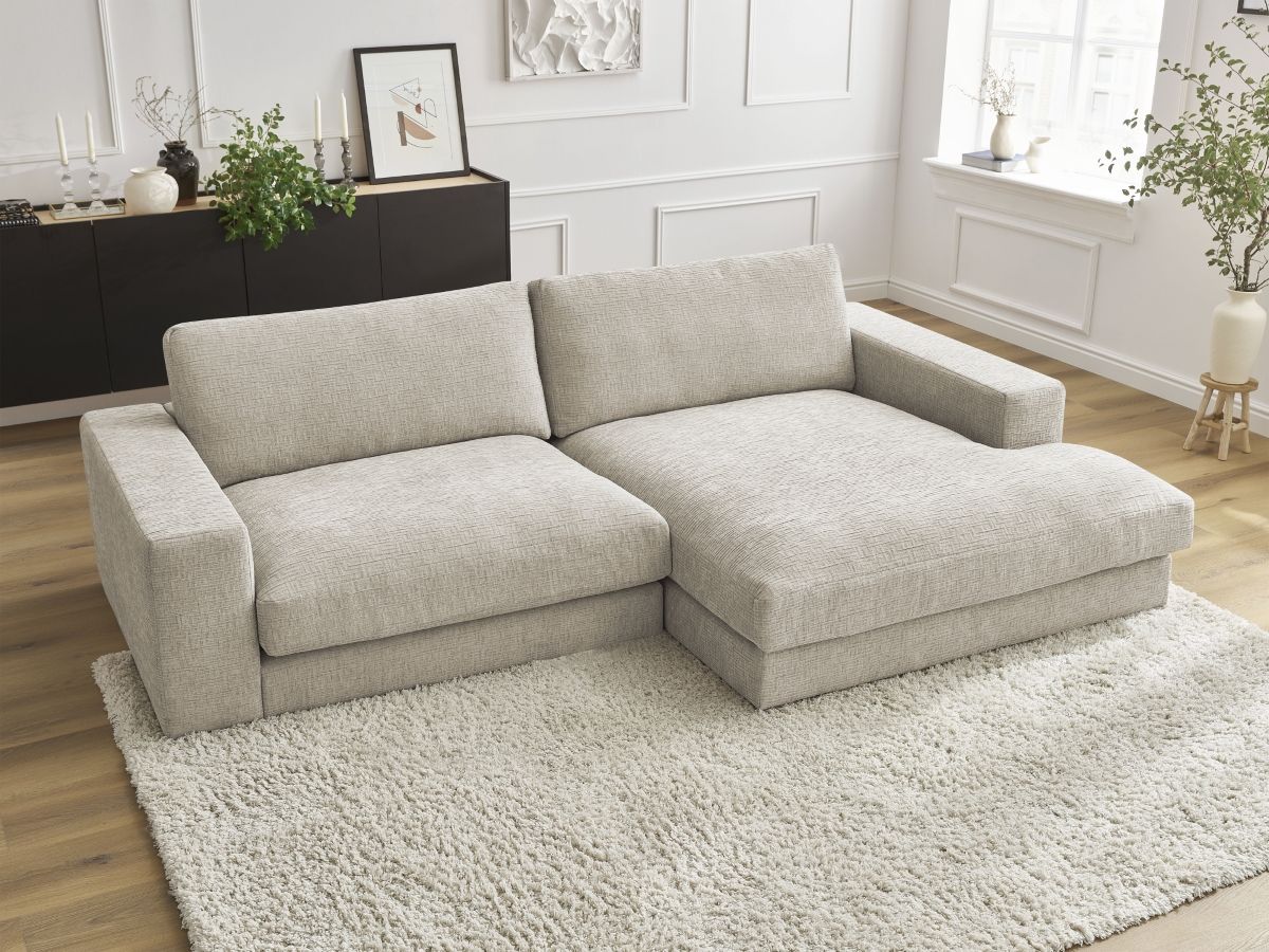 Canapé d'angle LEONARD texturé beige — vue 6