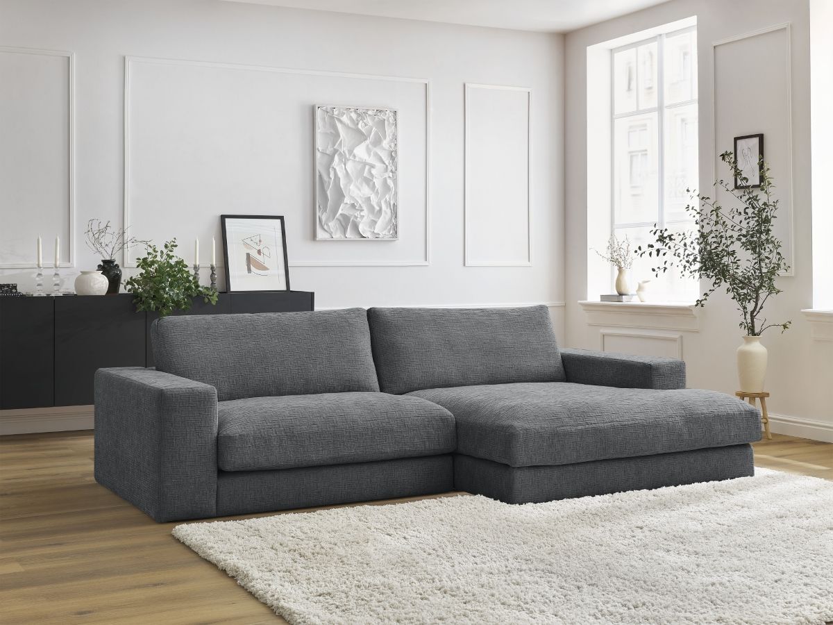 Canapé d'angle LEONARD texturé gris foncé — vue 5