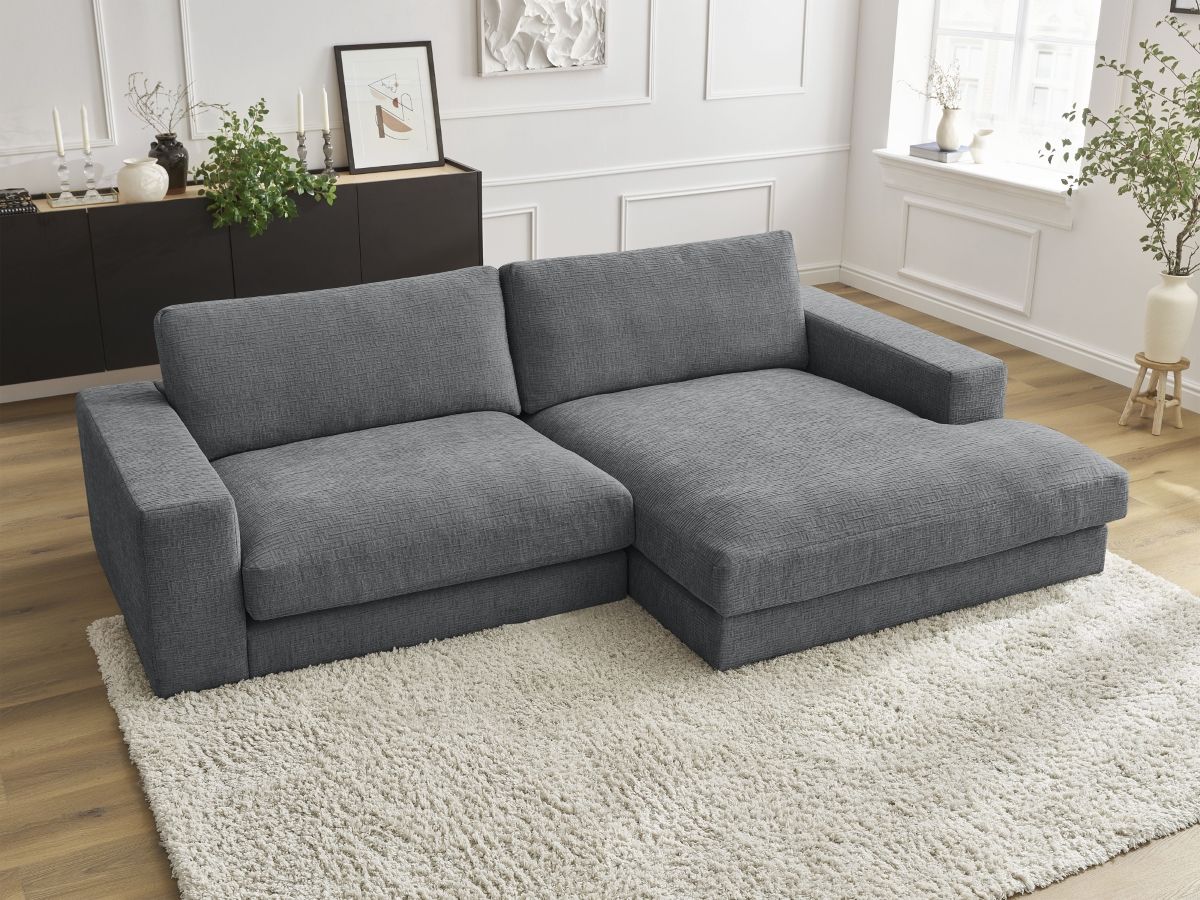 Canapé d'angle LEONARD texturé gris foncé — vue 6