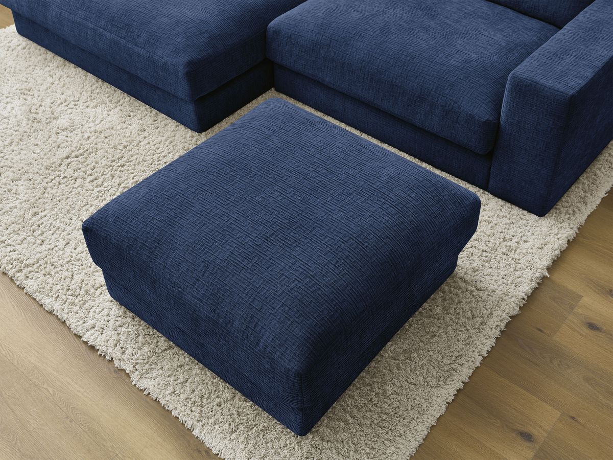 Canapé d'angle fixe LEONARD tissu texturé avec pouf