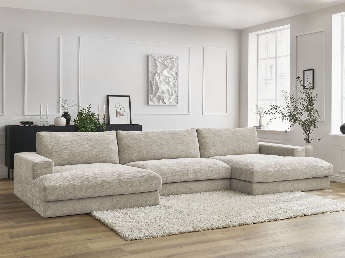 Canapé panoramique LEONARD texturé beige — vue 5