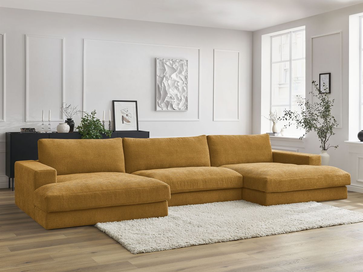 Canapé panoramique LEONARD texturé jaune — vue 5