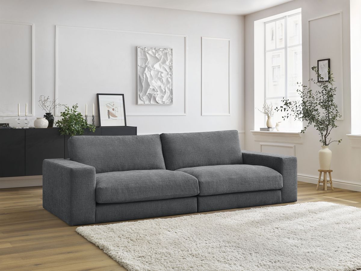 Canapé droit 3 places LEONARD texturé gris foncé — vue 5