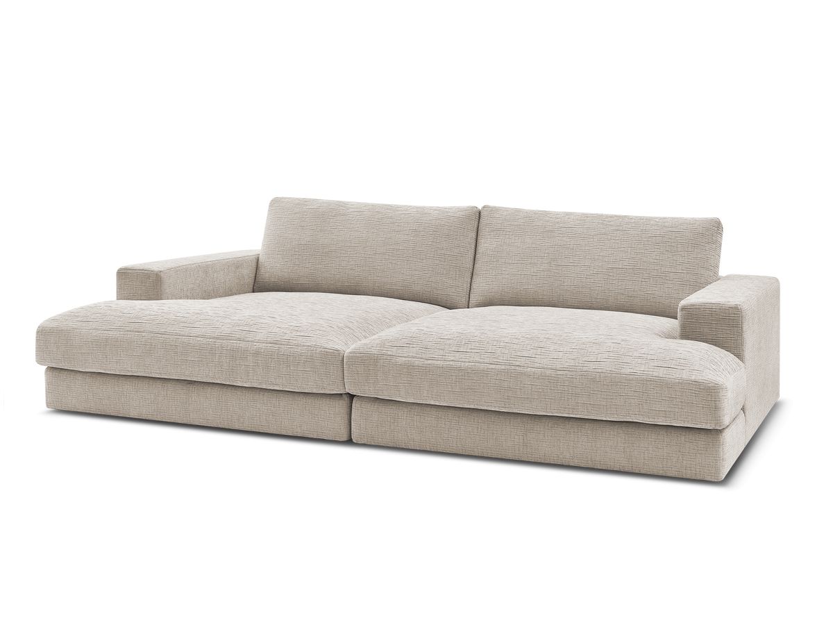 Canapé droit fixe 4 places LEONARD assise profonde tissu texturé
