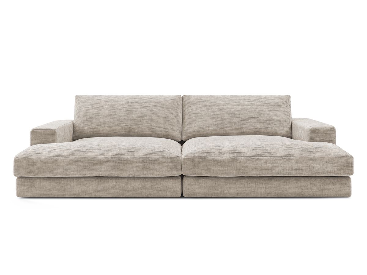 Canapé droit fixe 4 places LEONARD assise profonde tissu texturé