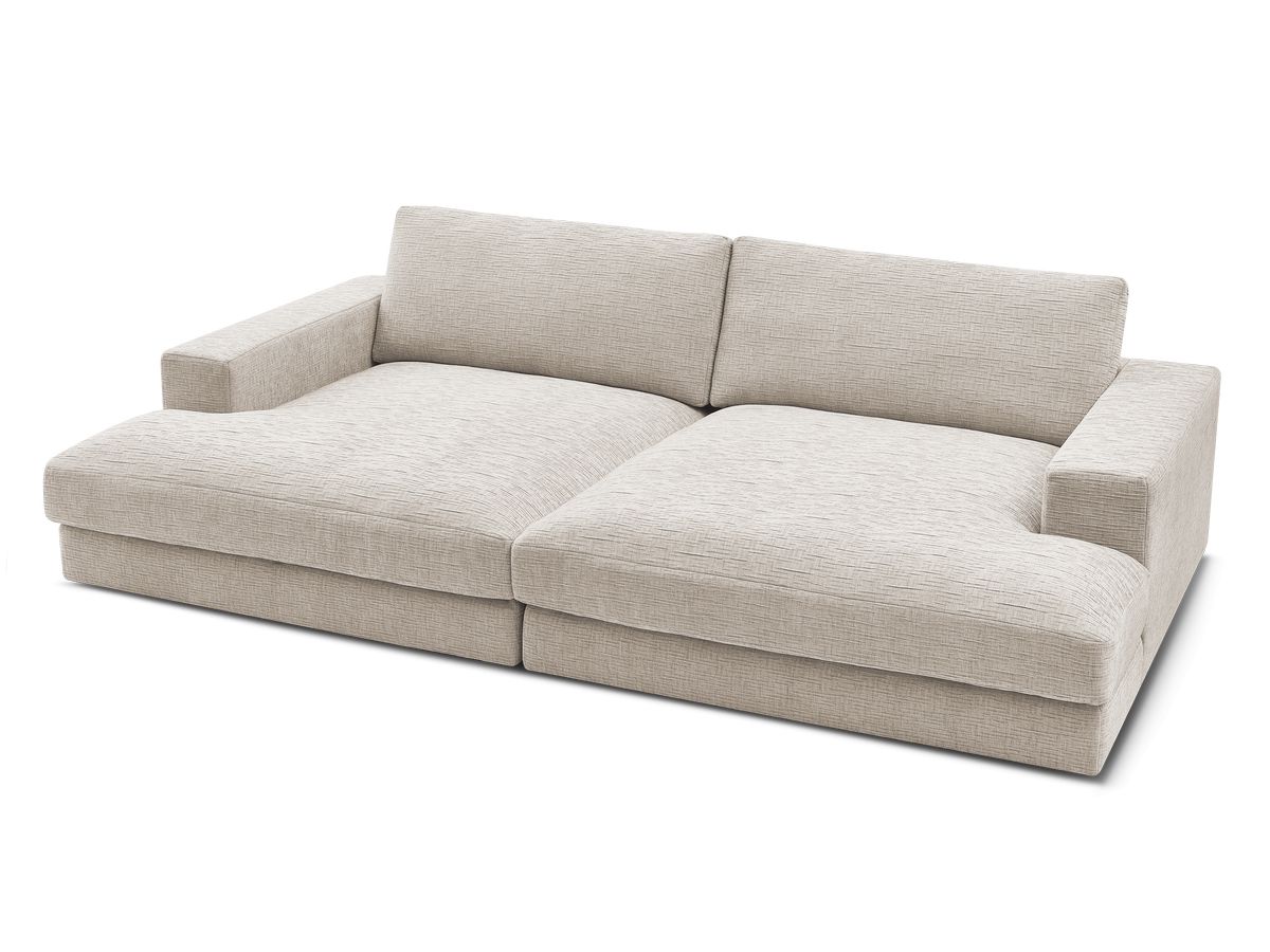 Canapé droit fixe 4 places LEONARD assise profonde tissu texturé