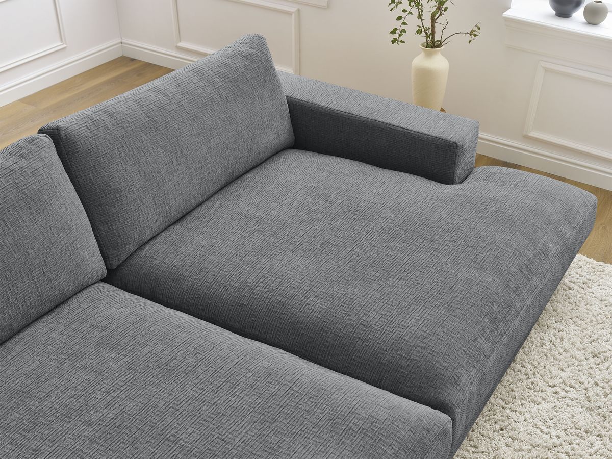 Canapé droit fixe 4 places LEONARD assise profonde tissu texturé