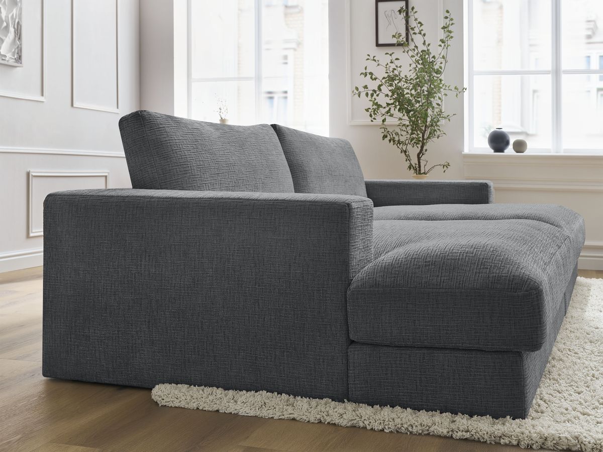 Canapé droit fixe 4 places LEONARD assise profonde tissu texturé