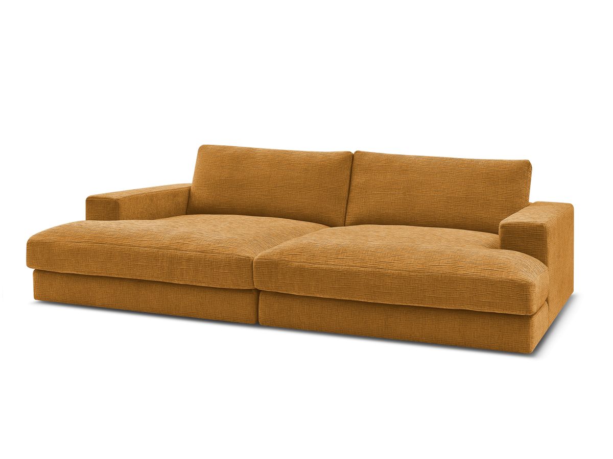 Canapé droit fixe 4 places LEONARD assise profonde tissu texturé