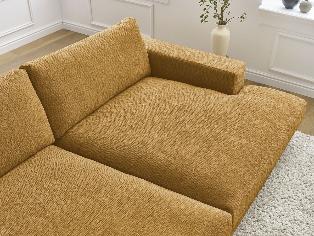 Canapé droit fixe 4 places LEONARD assise profonde tissu texturé