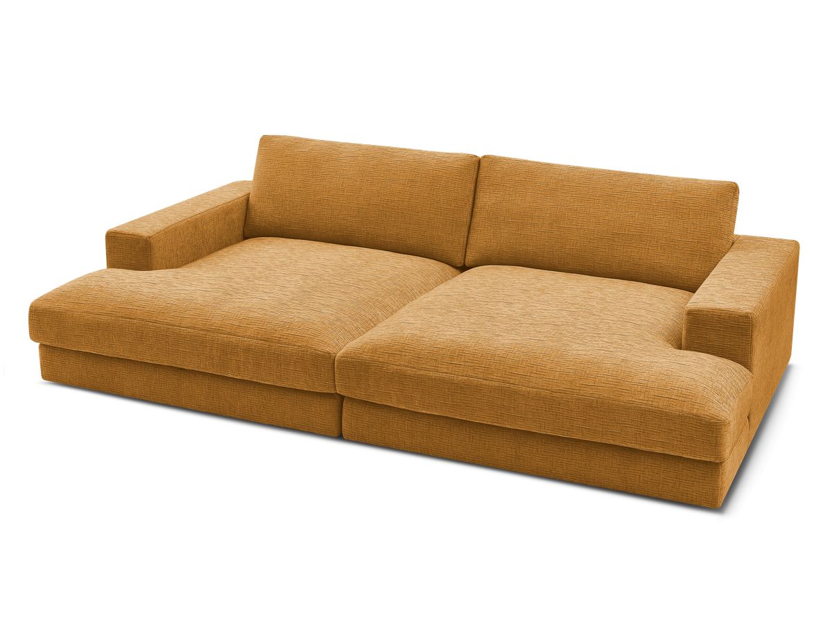 Canapé droit fixe 4 places LEONARD assise profonde tissu texturé