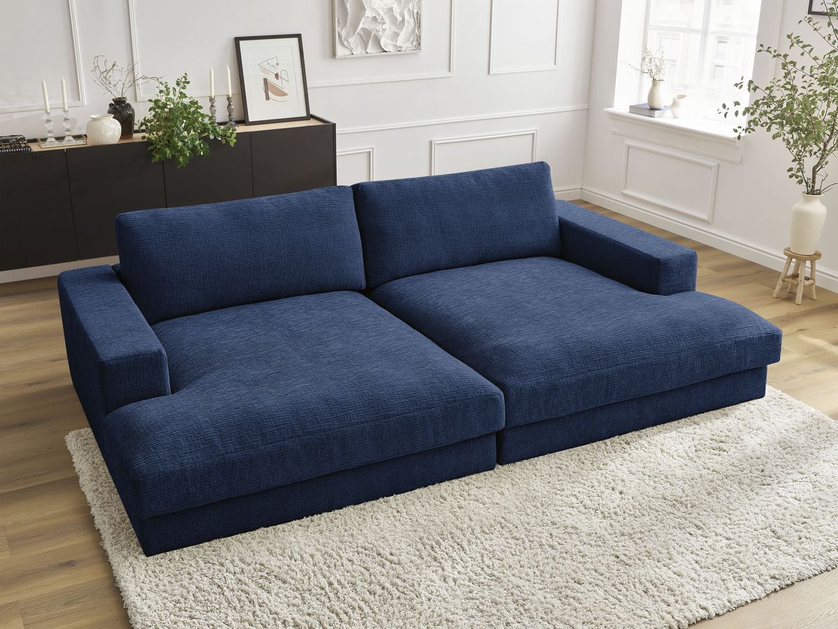 Canapé droit fixe 4 places LEONARD assise profonde tissu texturé