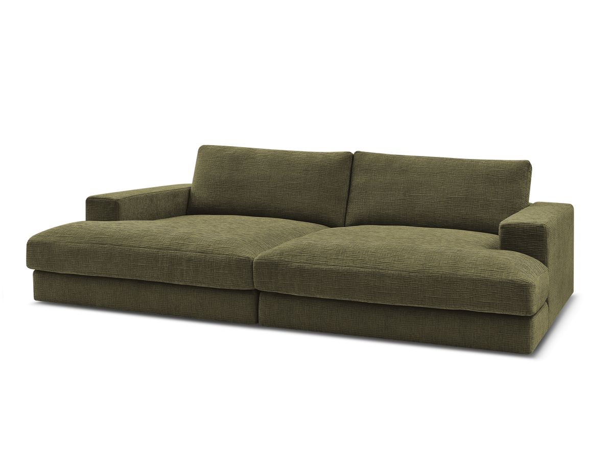 Canapé droit fixe 4 places LEONARD assise profonde tissu texturé