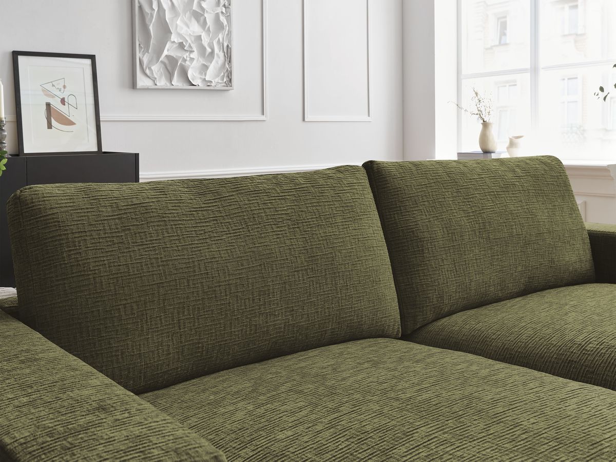 Canapé droit fixe 4 places LEONARD assise profonde tissu texturé