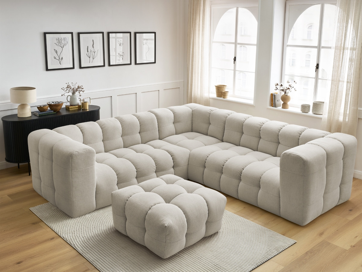 Canapé d'angle réversible CLOUD avec pouf beige — vue 6