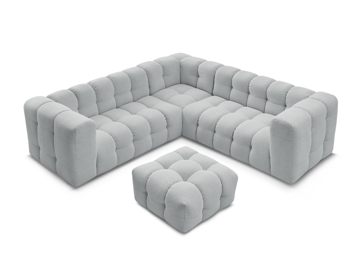 Canapé d'angle fixe EVEREST tissu chiné - Orange - Angle droit - 10 coussins