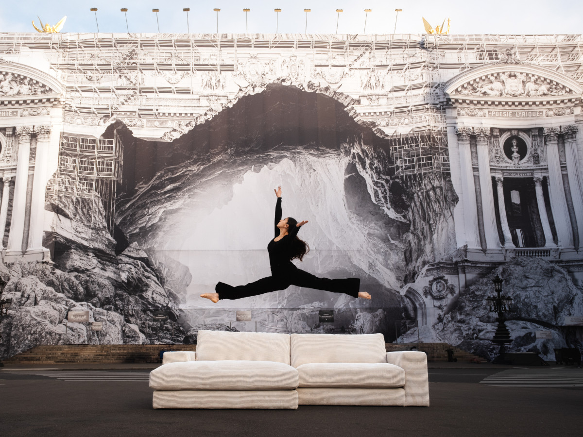 Canapé d'angle fixe LEONARD tissu texturé beige angle gauche BOBOCHIC 4 places - Vue supplémentaire 3