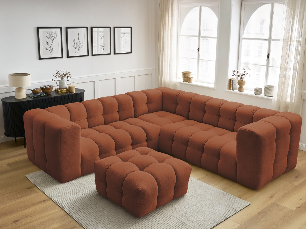 Canapé d'angle réversible CLOUD avec pouf orange — vue 6