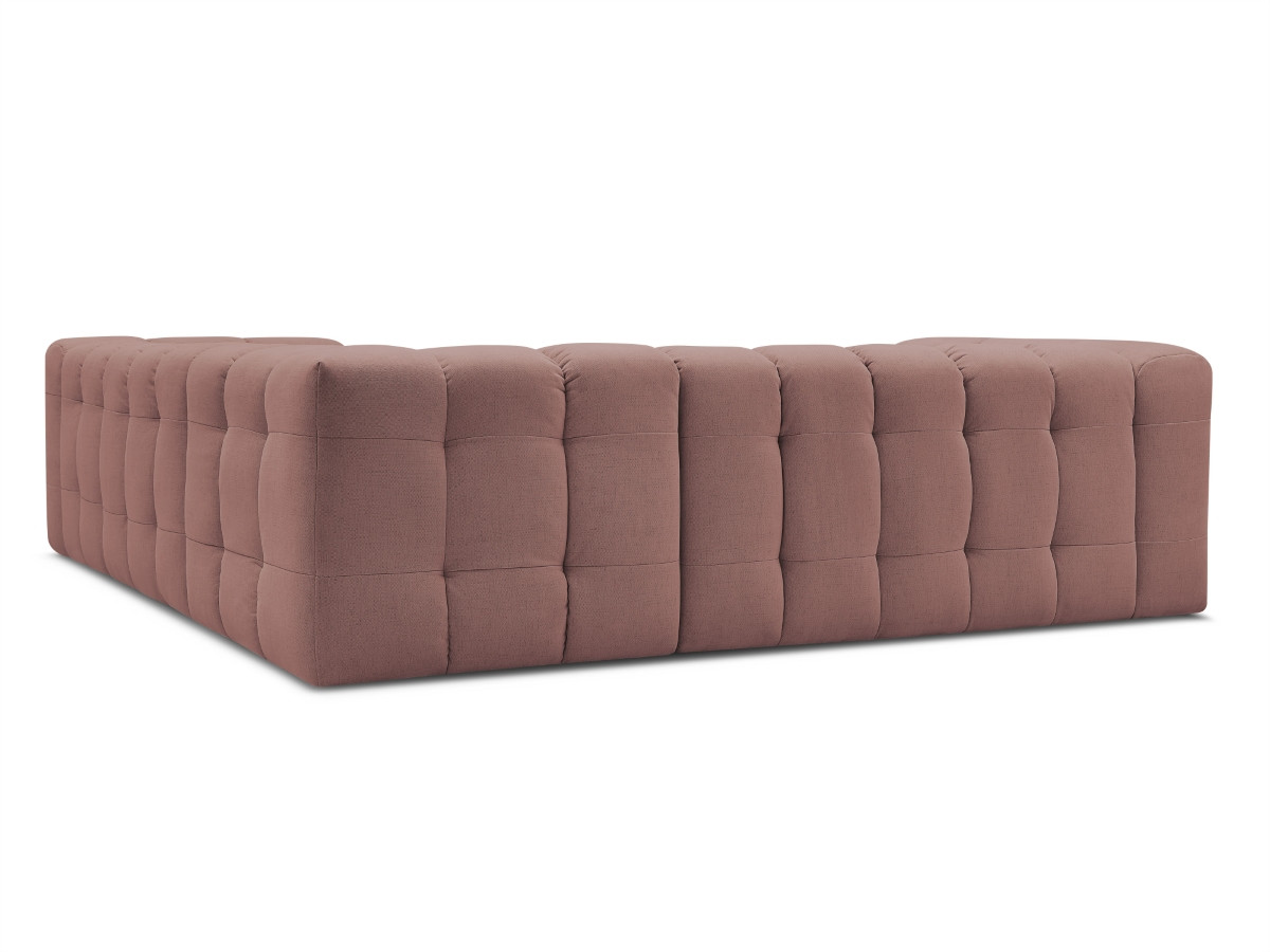 Canapé d'angle fixe EVEREST tissu chiné - Orange - Angle droit - 10 coussins