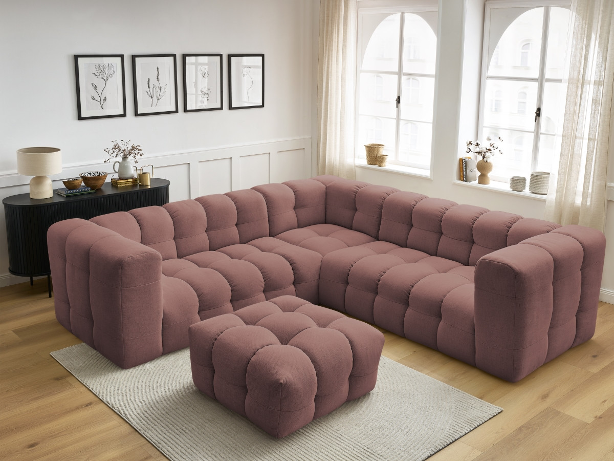 Canapé d'angle réversible CLOUD avec pouf rose — vue 6