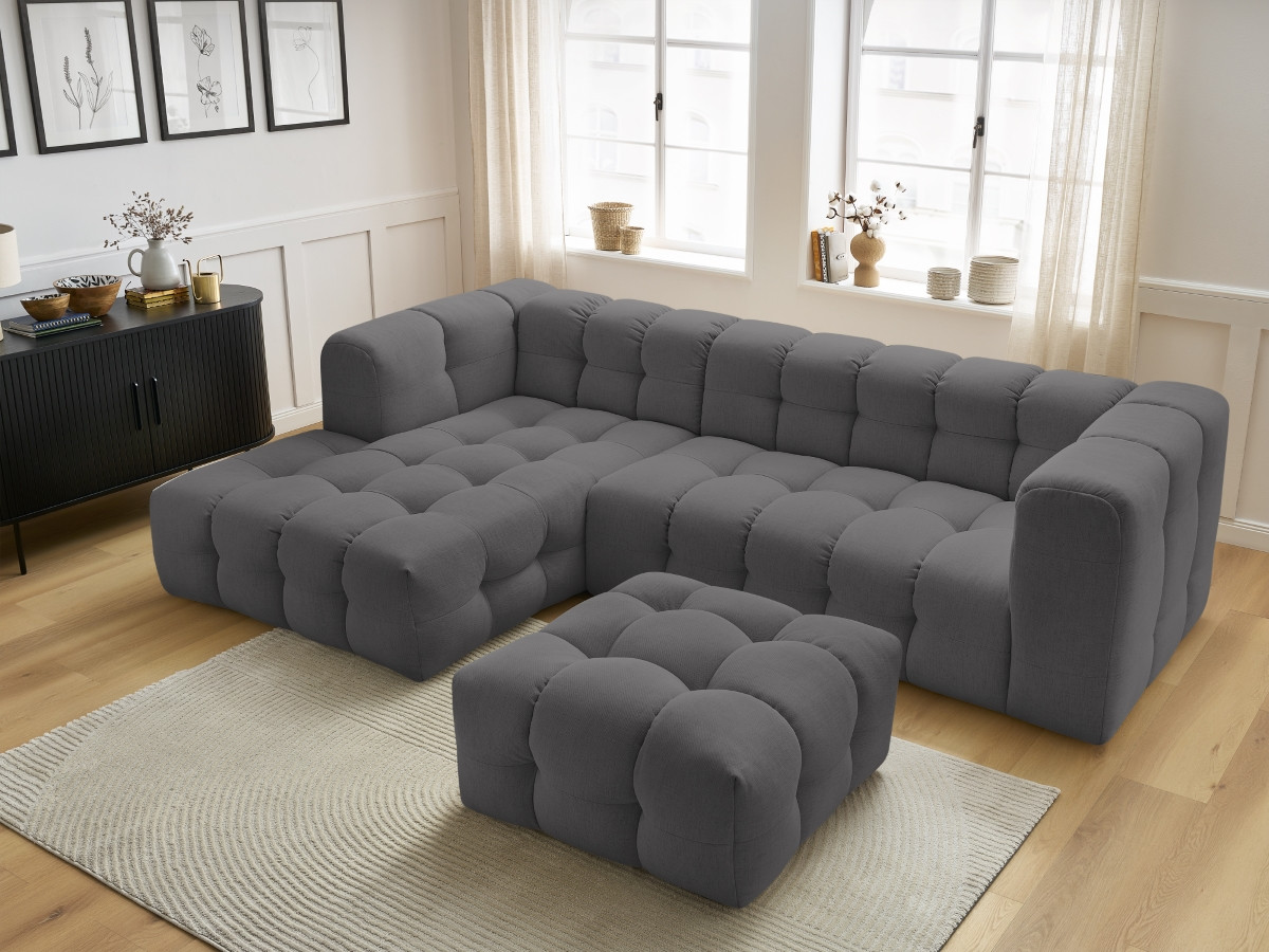 Canapé d'angle fixe CLOUD avec pouf