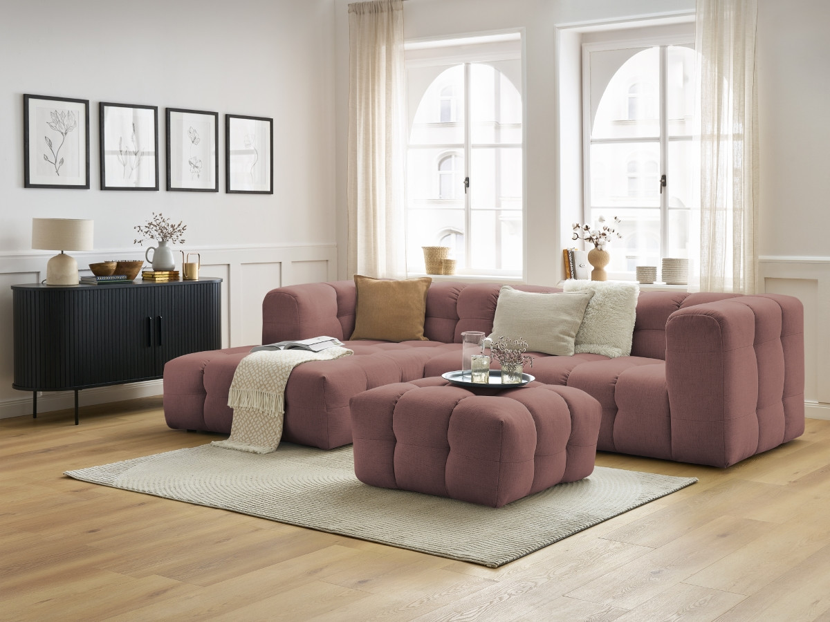 Canapé d'angle fixe CLOUD avec pouf