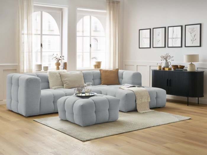 Canape d'angle fixe CLOUD avec pouf