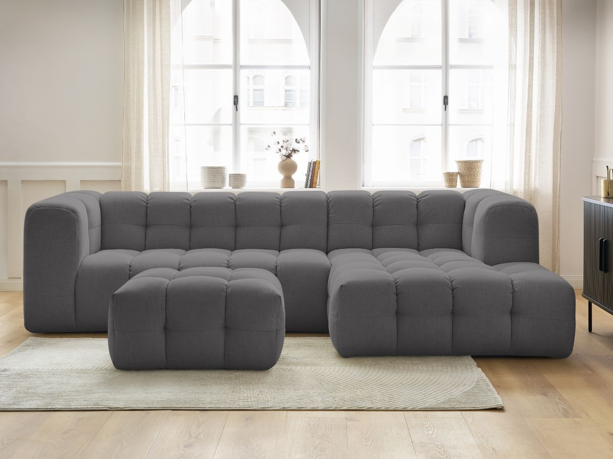 Canapé d'angle CLOUD avec pouf gris foncé — vue 6