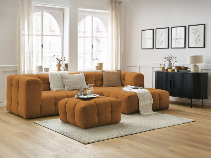 Canape d'angle fixe CLOUD avec pouf