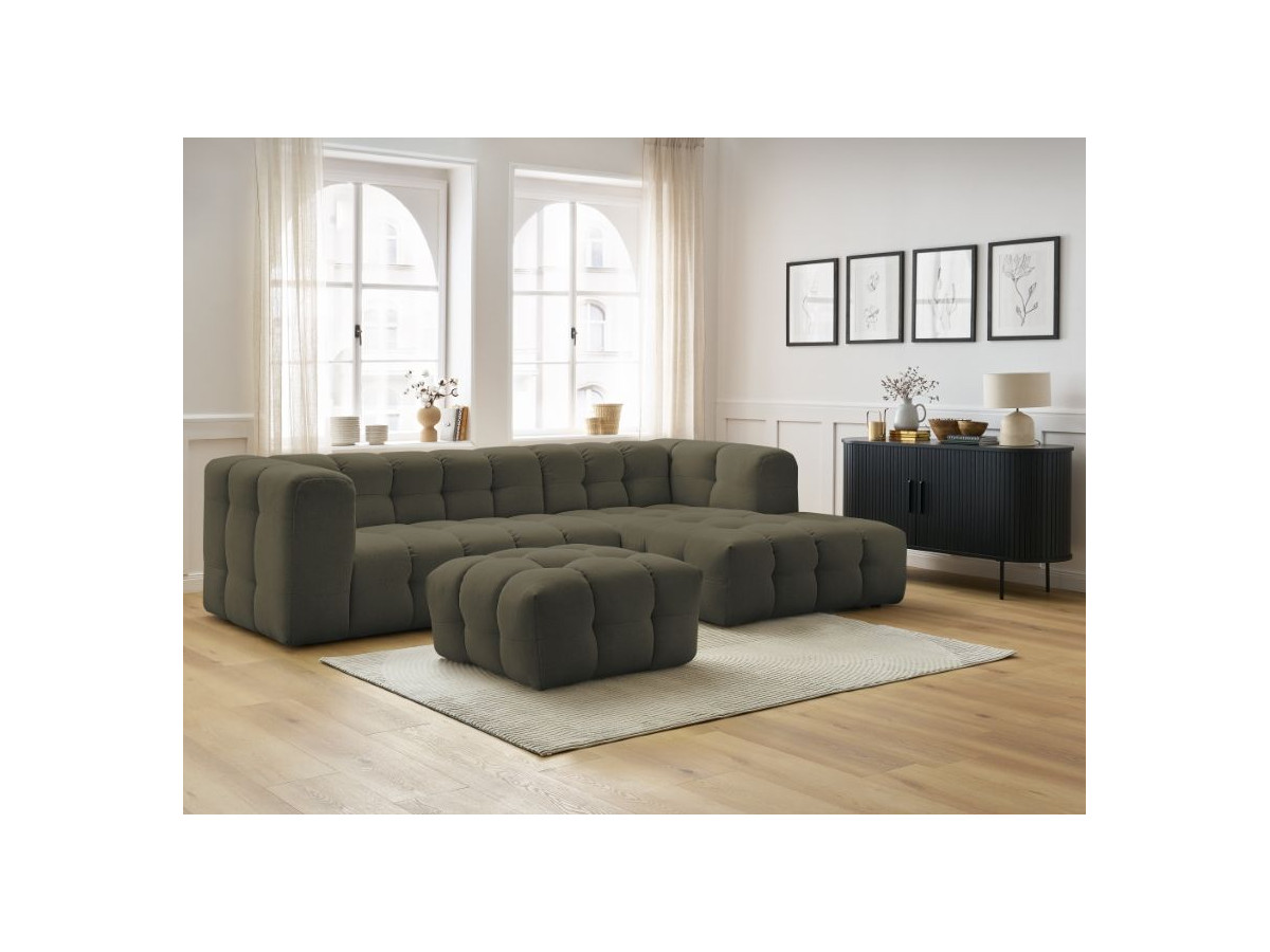 Canapé d'angle fixe CLOUD avec pouf vert  angle droit BOBOCHIC 3 places - Vue supplémentaire 3