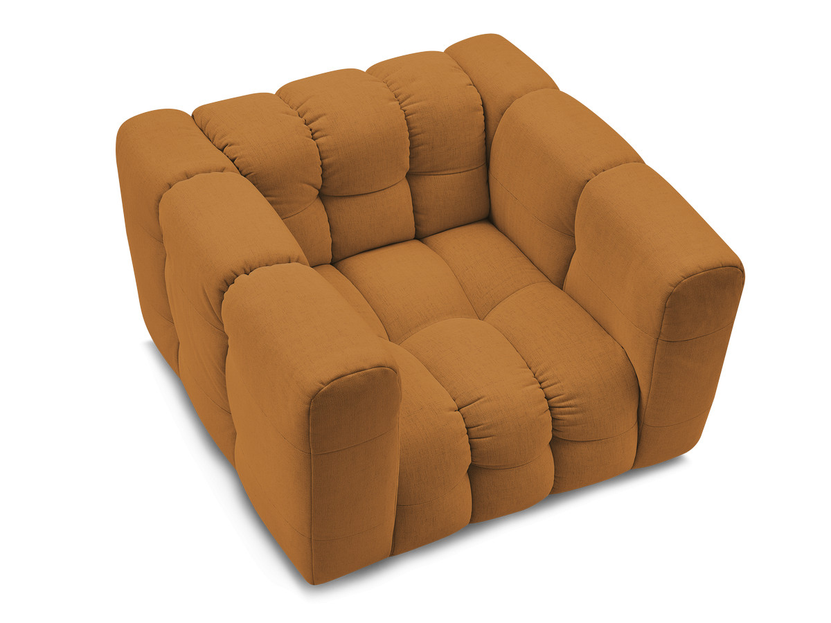 Canapé d'angle fixe EVEREST tissu chiné - Orange - Angle droit - 10 coussins