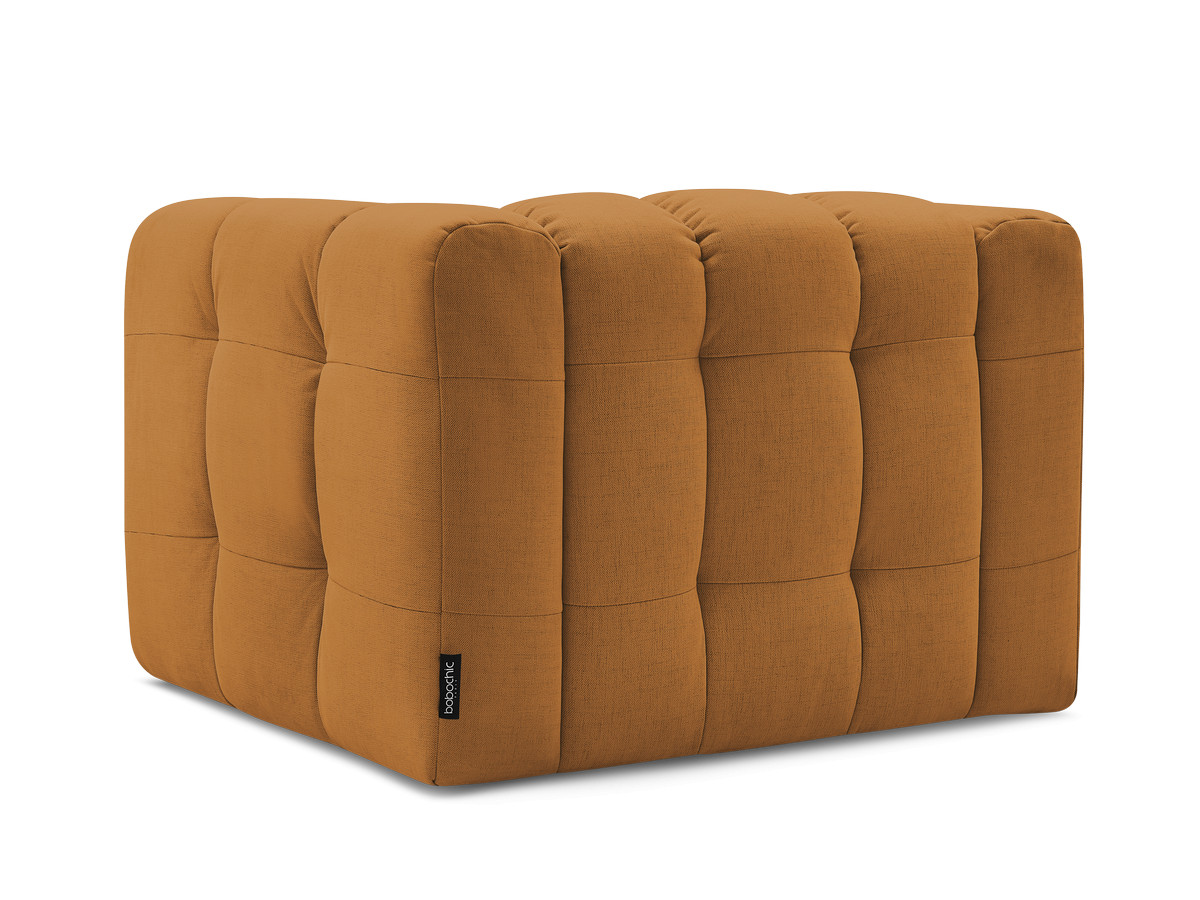 Canapé d'angle fixe EVEREST tissu chiné - Orange - Angle droit - 10 coussins