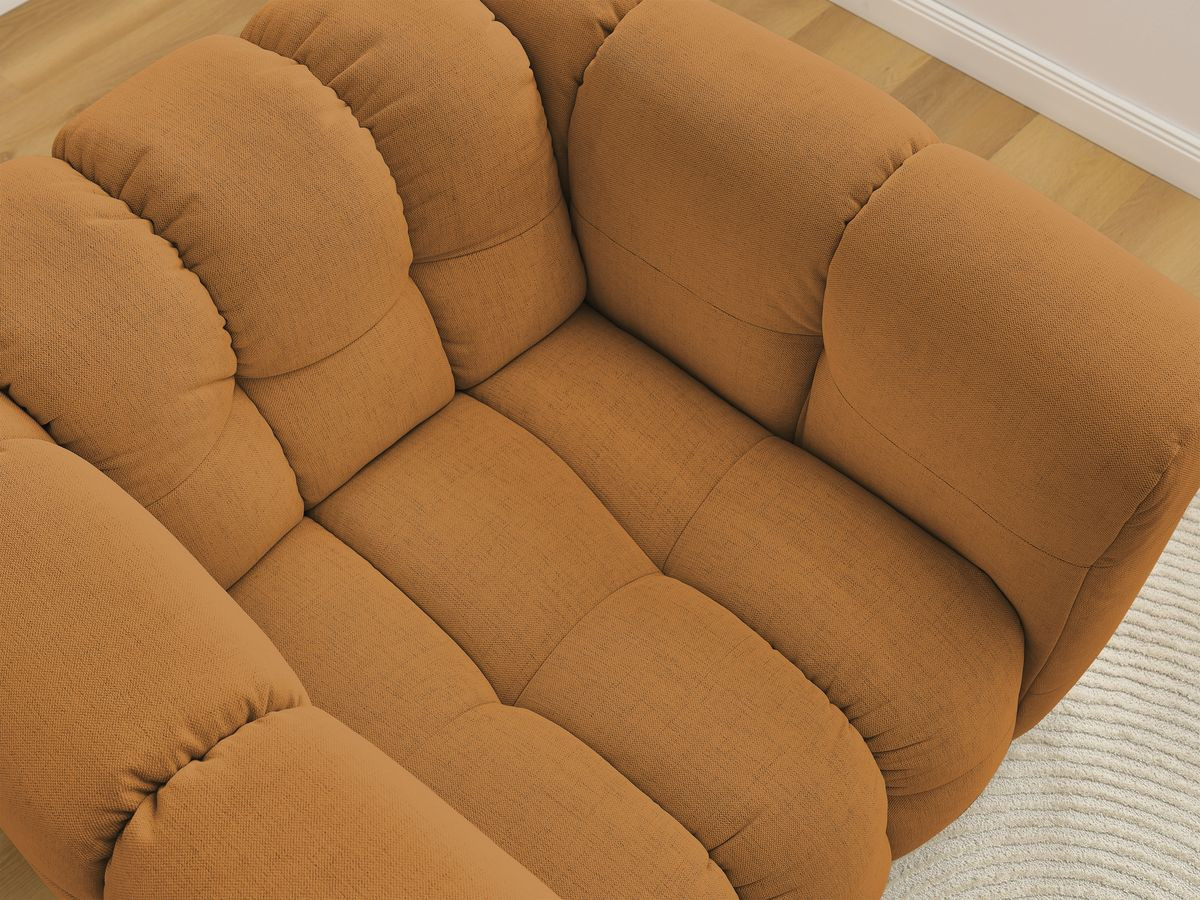 Canapé d'angle fixe EVEREST tissu chiné - Orange - Angle droit - 10 coussins