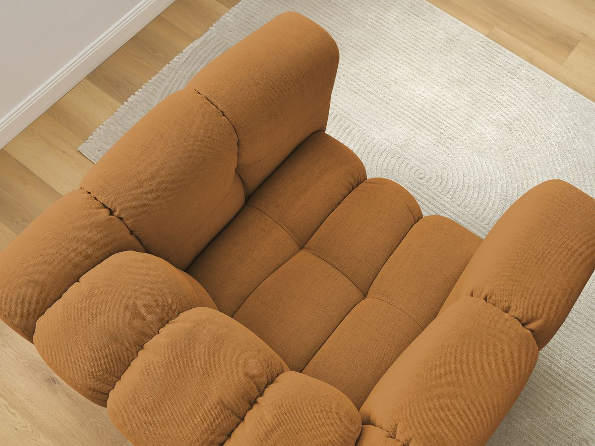 Canapé d'angle fixe EVEREST tissu chiné - Orange - Angle droit - 10 coussins