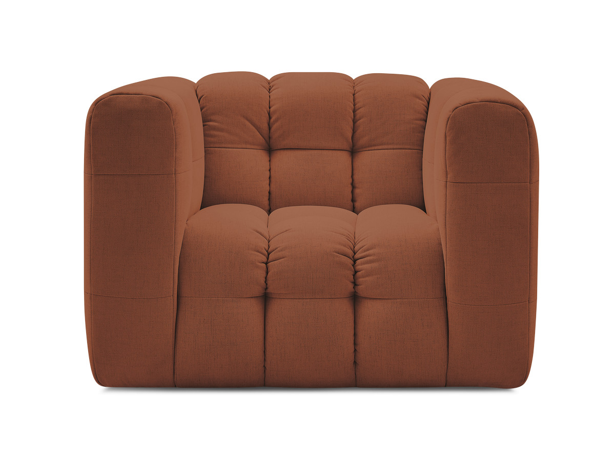 Canapé d'angle fixe EVEREST tissu chiné - Orange - Angle droit - 10 coussins