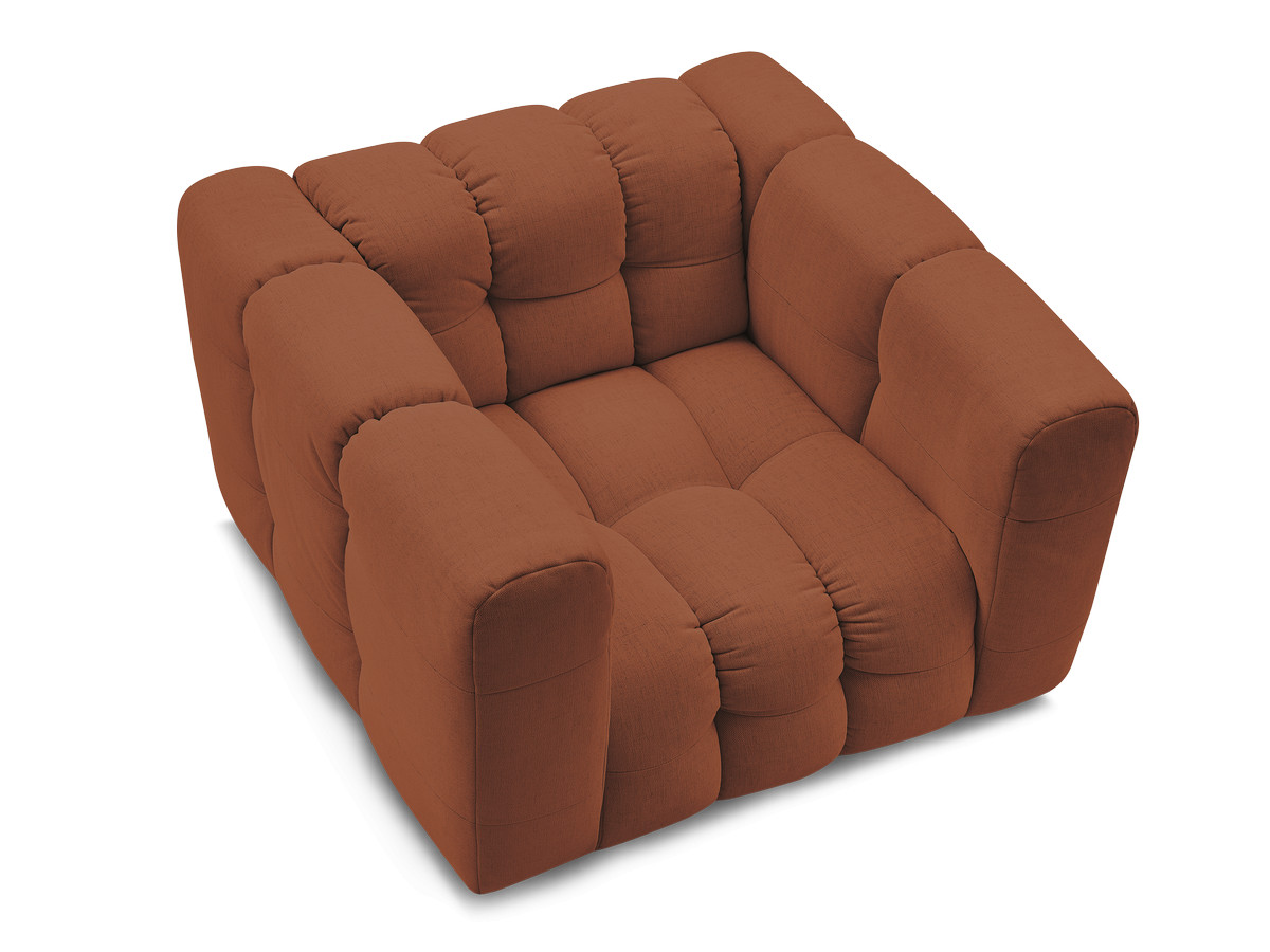 Canapé d'angle fixe EVEREST tissu chiné - Orange - Angle droit - 10 coussins
