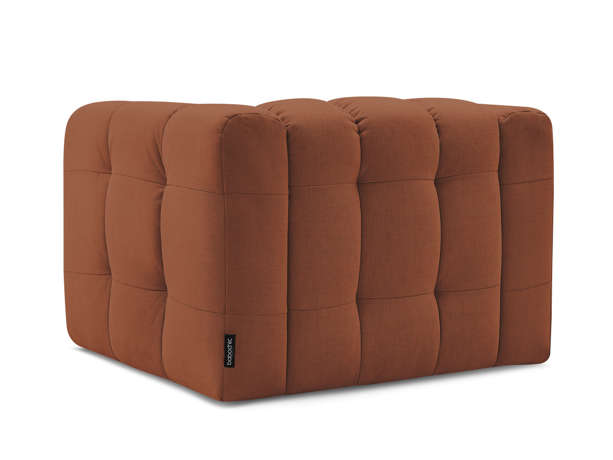 Canapé d'angle fixe EVEREST tissu chiné - Orange - Angle droit - 10 coussins