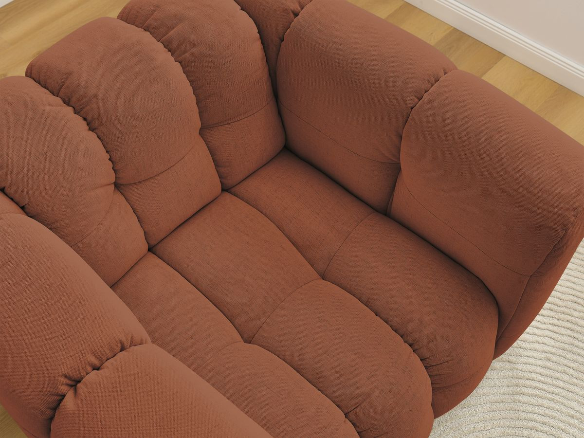 Canapé d'angle fixe EVEREST tissu chiné - Orange - Angle droit - 10 coussins
