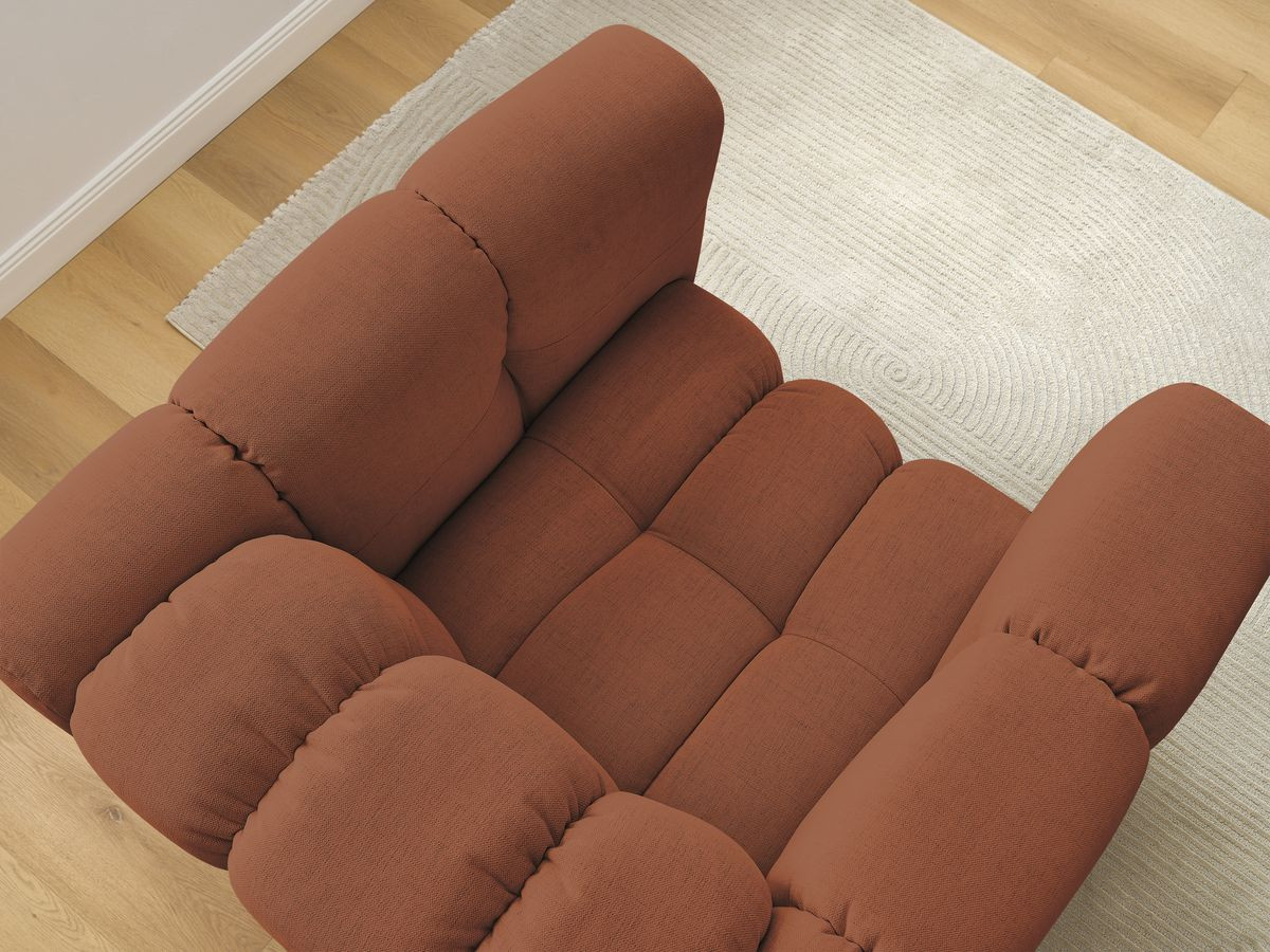Canapé d'angle fixe EVEREST tissu chiné - Orange - Angle droit - 10 coussins