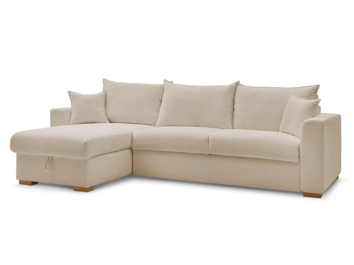 Canapé d'angle réversible convertible ouverture express AUGUSTIN tissu bouclette