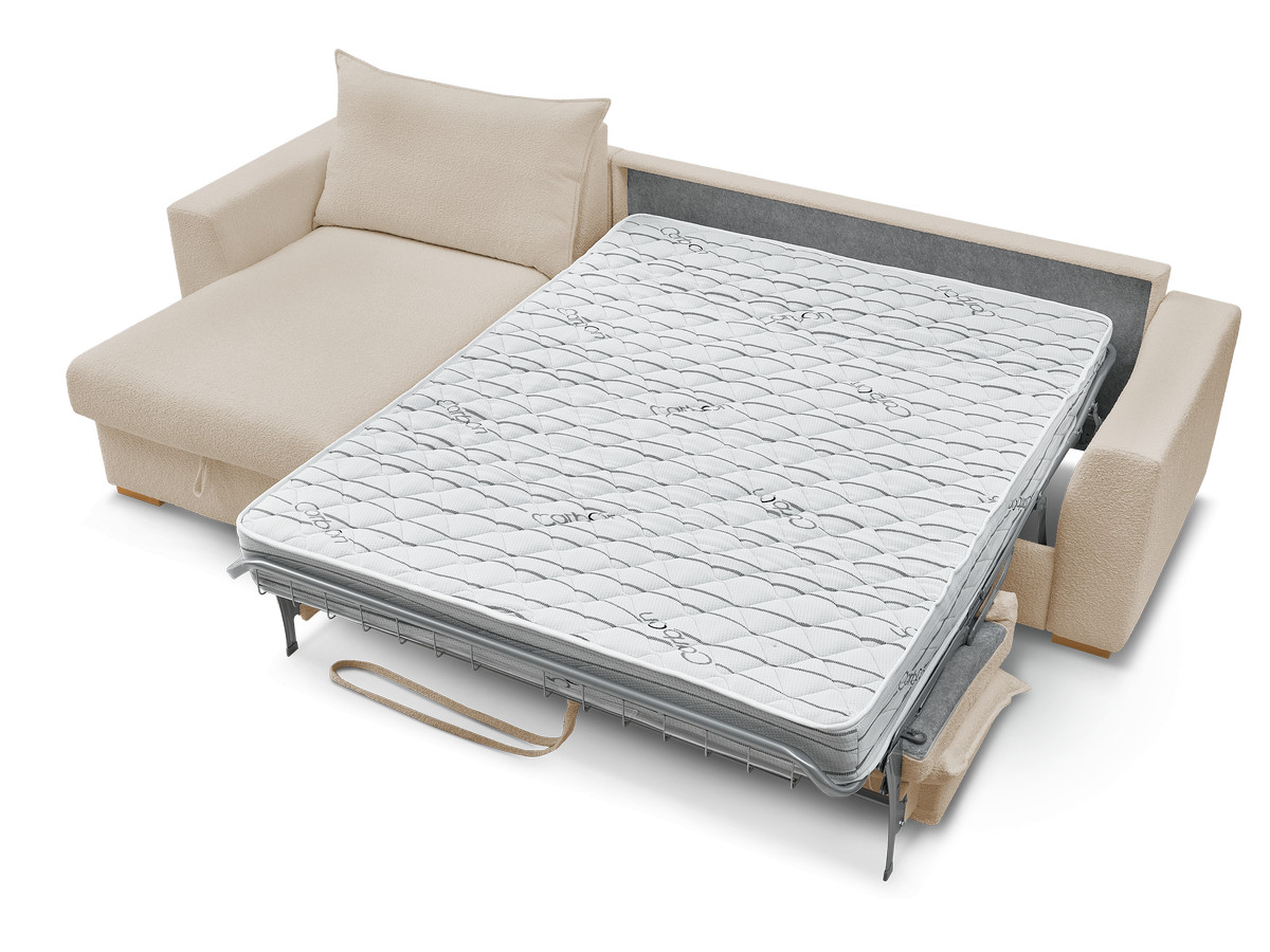 Canapé d'angle réversible convertible ouverture express AUGUSTIN tissu bouclette