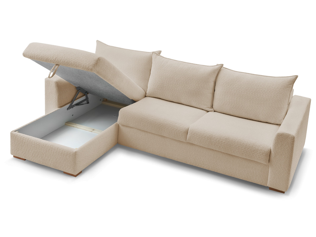 Canapé d'angle réversible convertible ouverture express AUGUSTIN tissu bouclette