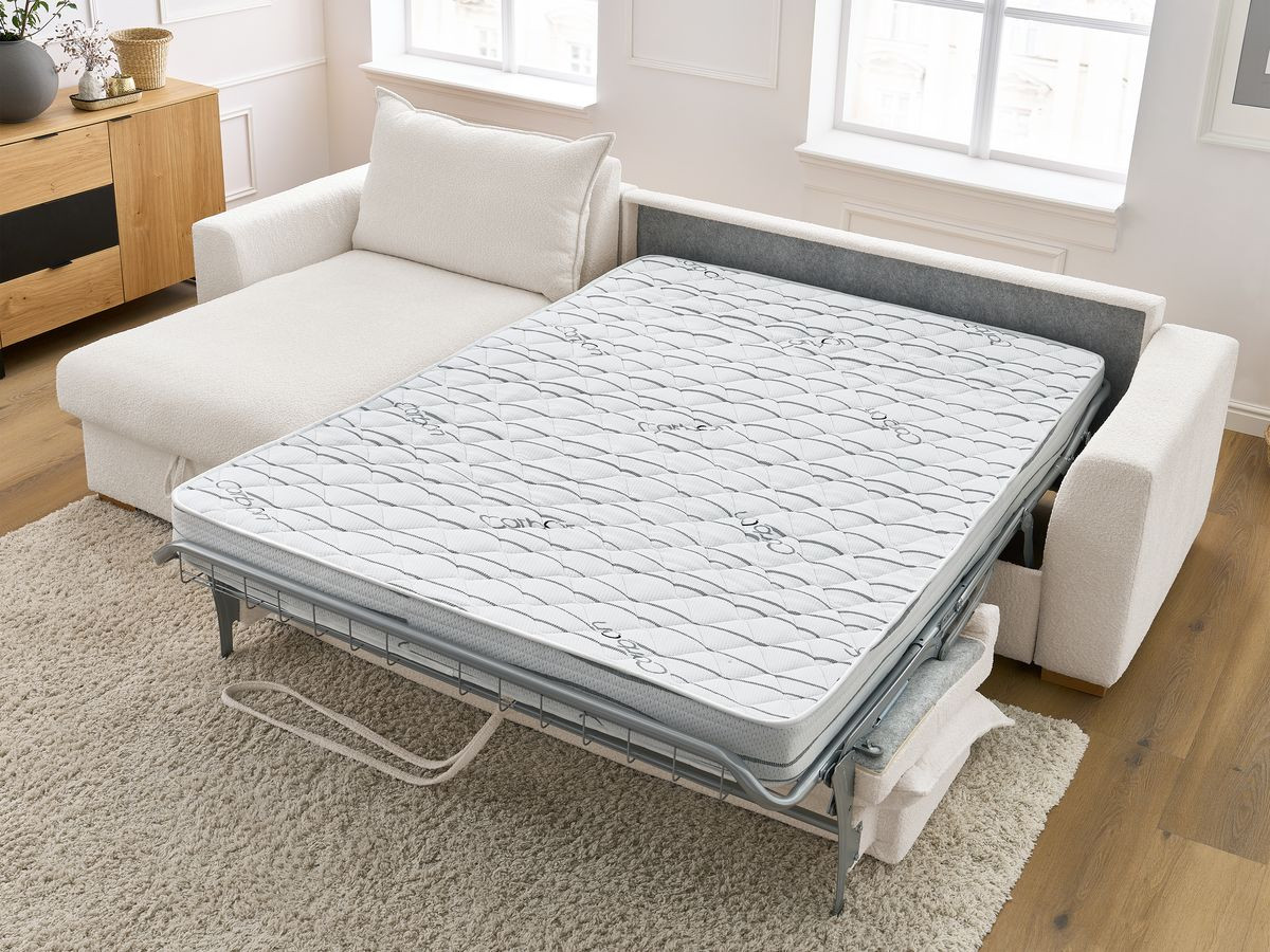 Canapé d'angle réversible convertible ouverture express AUGUSTIN tissu bouclette